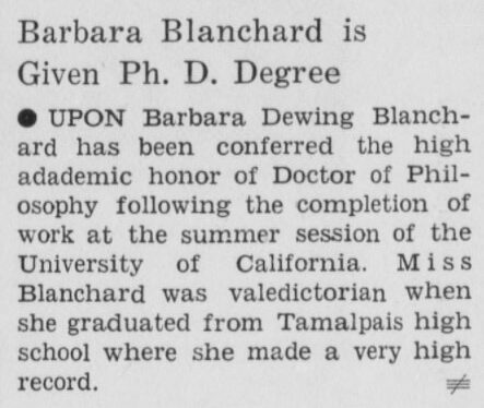 Newspaper article on Barbara
